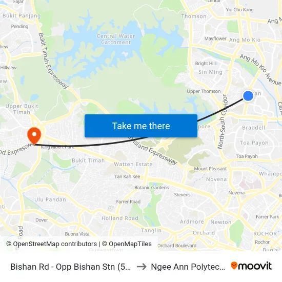 Bishan Rd - Opp Bishan Stn (53239) to Ngee Ann Polytechnic map