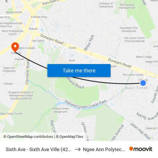 Sixth Ave - Sixth Ave Ville (42129) to Ngee Ann Polytechnic map