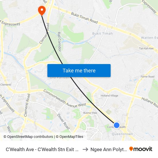 C'Wealth Ave - C'Wealth Stn Exit A/D (11161) to Ngee Ann Polytechnic map
