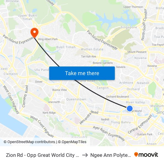 Zion Rd - Opp Great World City (13121) to Ngee Ann Polytechnic map