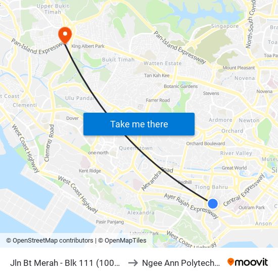 Jln Bt Merah - Blk 111 (10071) to Ngee Ann Polytechnic map