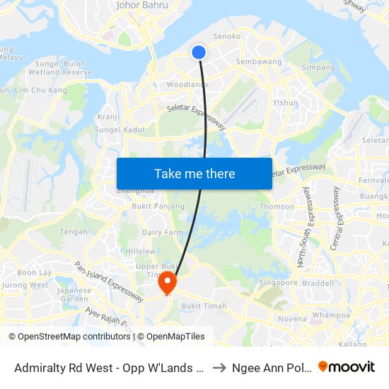 Admiralty Rd West - Opp W'Lands Auto Hub (47041) to Ngee Ann Polytechnic map