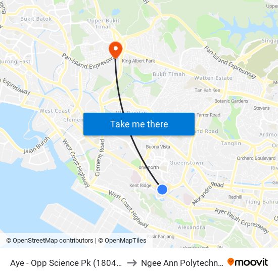 Aye - Opp Science Pk (18049) to Ngee Ann Polytechnic map