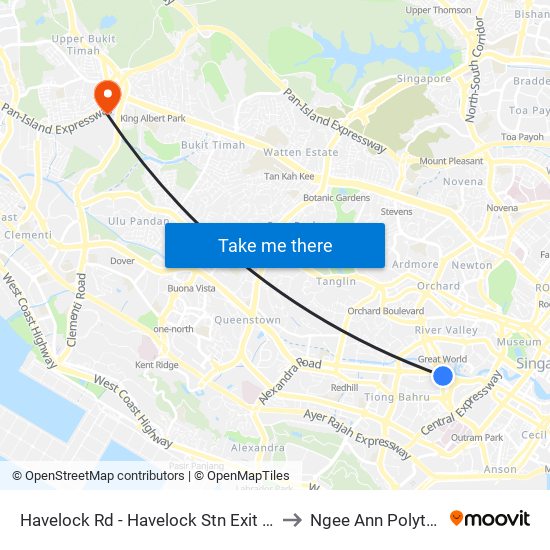 Havelock Rd - Havelock Stn Exit 5 (06141) to Ngee Ann Polytechnic map