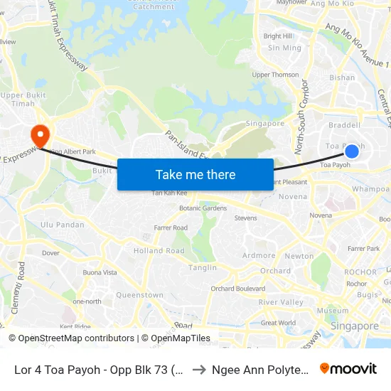 Lor 4 Toa Payoh - Opp Blk 73 (52261) to Ngee Ann Polytechnic map