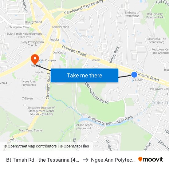 Bt Timah Rd - the Tessarina (42031) to Ngee Ann Polytechnic map