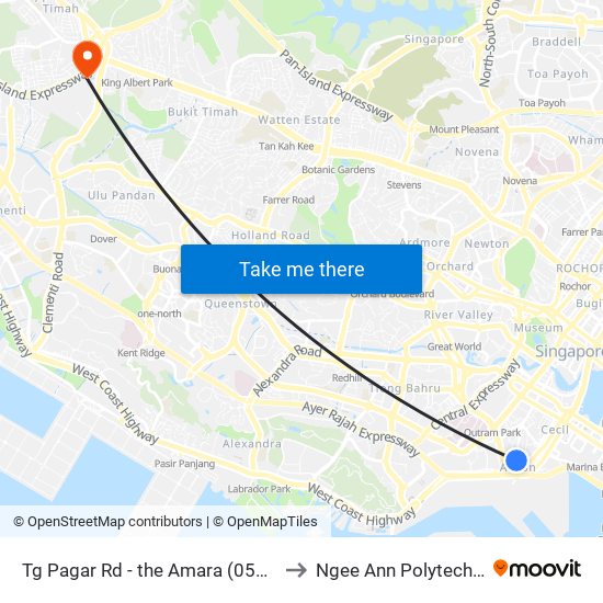 Tg Pagar Rd - the Amara (05419) to Ngee Ann Polytechnic map