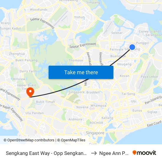 Sengkang East Way - Opp Sengkang Stn/Blk 260a (67401) to Ngee Ann Polytechnic map