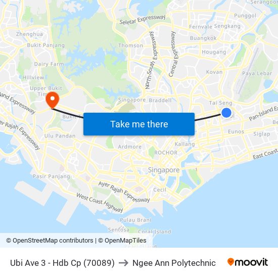 Ubi Ave 3 - Hdb Cp (70089) to Ngee Ann Polytechnic map