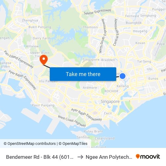 Bendemeer Rd - Blk 44 (60139) to Ngee Ann Polytechnic map