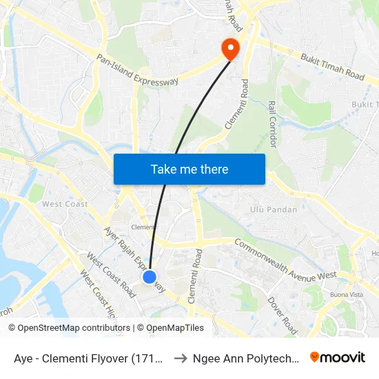 Aye - Clementi Flyover (17131) to Ngee Ann Polytechnic map