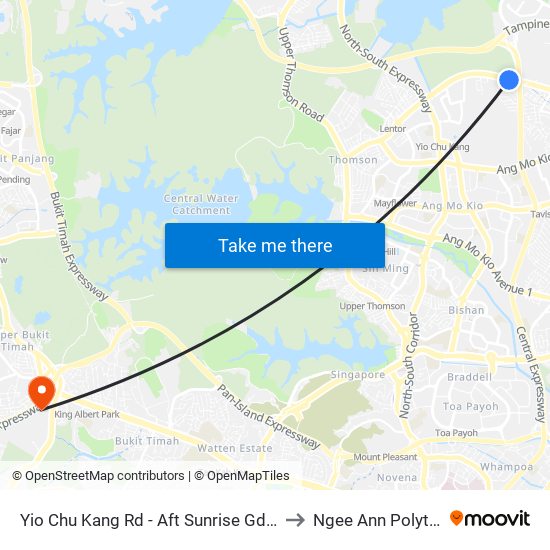 Yio Chu Kang Rd - Aft Sunrise Gdns (55089) to Ngee Ann Polytechnic map