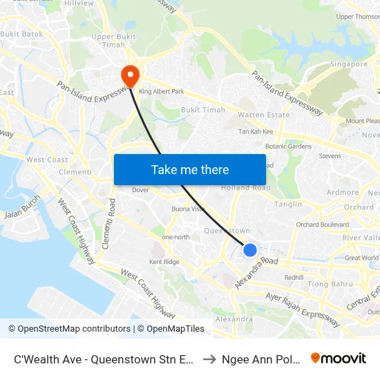 C'Wealth Ave - Queenstown Stn Exit A/D (11141) to Ngee Ann Polytechnic map