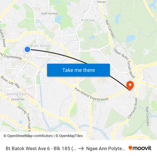 Bt Batok West Ave 6 - Blk 185 (43379) to Ngee Ann Polytechnic map