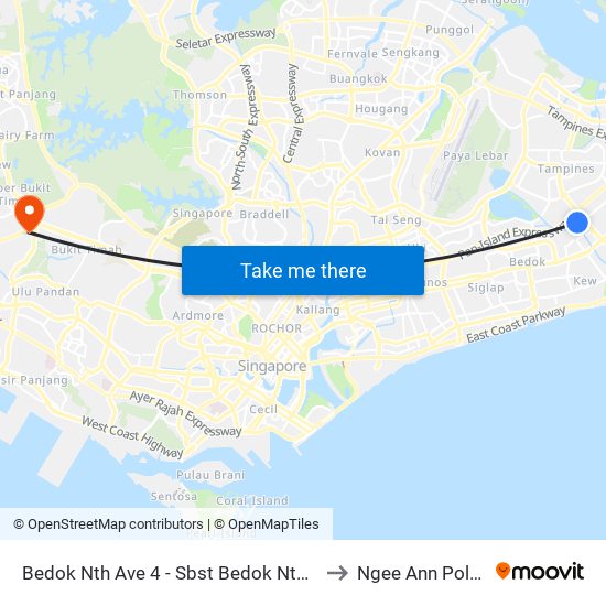 Bedok Nth Ave 4 - Sbst Bedok Nth Depot (84591) to Ngee Ann Polytechnic map