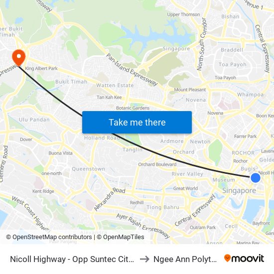 Nicoll Highway - Opp Suntec City (80151) to Ngee Ann Polytechnic map