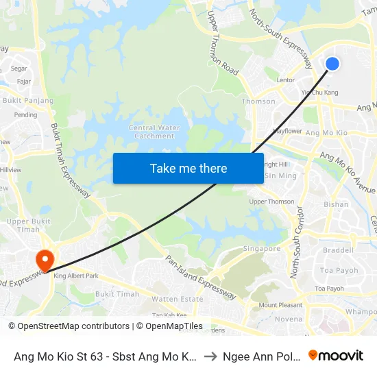 Ang Mo Kio St 63 - Sbst Ang Mo Kio Depot (55239) to Ngee Ann Polytechnic map