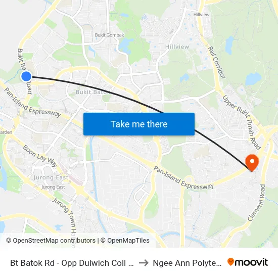 Bt Batok Rd - Opp Dulwich Coll (43761) to Ngee Ann Polytechnic map