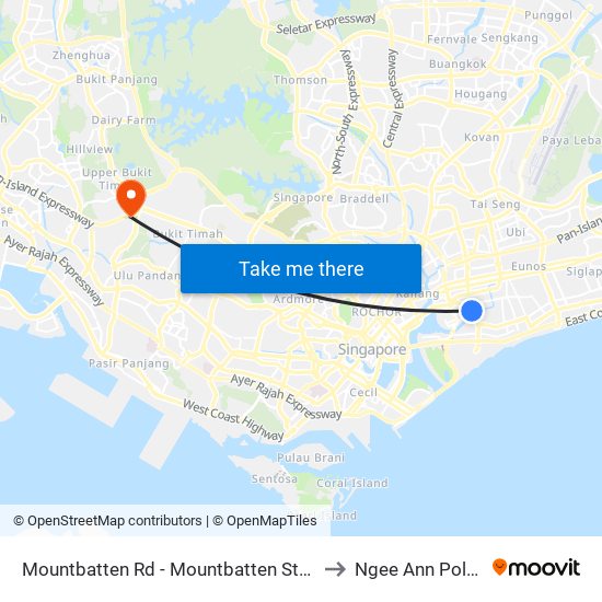 Mountbatten Rd - Mountbatten Stn Exit B (80279) to Ngee Ann Polytechnic map