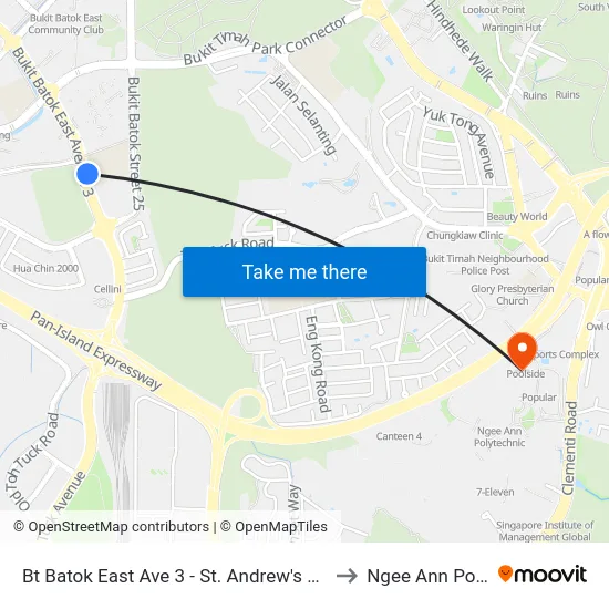 Bt Batok East Ave 3 - St. Andrew's Mission Sch (43629) to Ngee Ann Polytechnic map