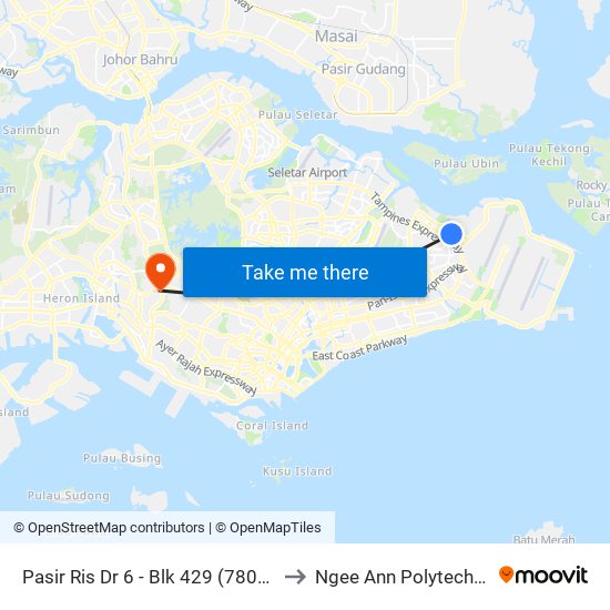 Pasir Ris Dr 6 - Blk 429 (78079) to Ngee Ann Polytechnic map