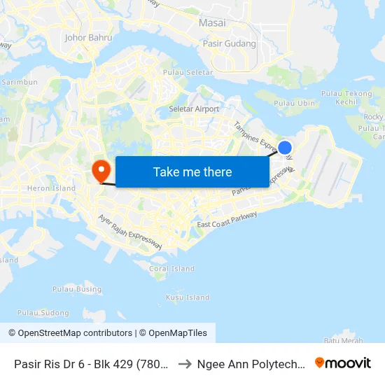 Pasir Ris Dr 6 - Blk 429 (78079) to Ngee Ann Polytechnic map