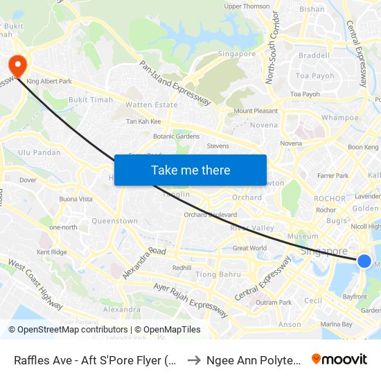 Raffles Ave - Aft S'Pore Flyer (02101) to Ngee Ann Polytechnic map