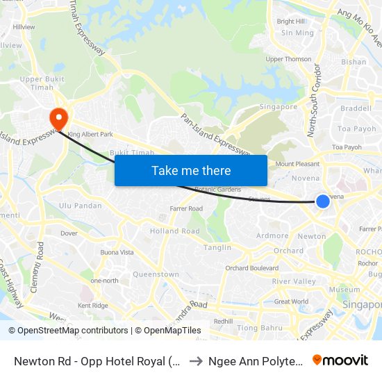 Newton Rd - Opp Hotel Royal (50061) to Ngee Ann Polytechnic map
