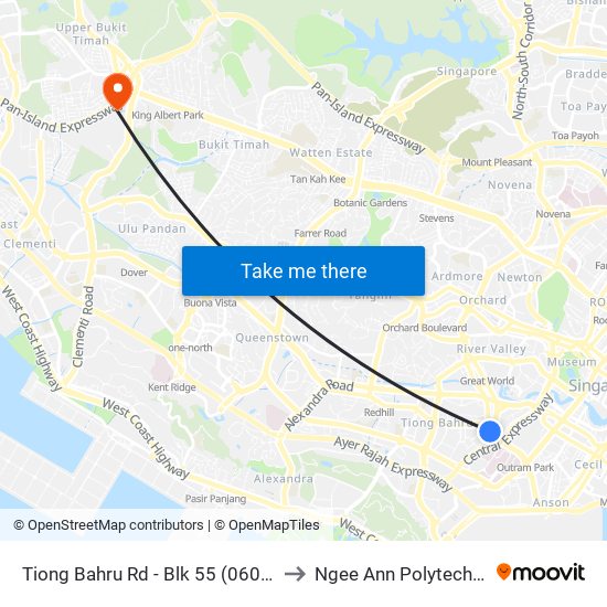 Tiong Bahru Rd - Blk 55 (06051) to Ngee Ann Polytechnic map