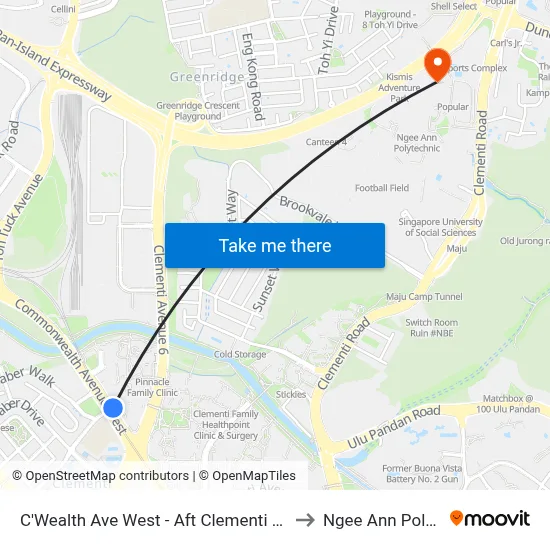 C'Wealth Ave West - Aft Clementi Fire Stn (20109) to Ngee Ann Polytechnic map