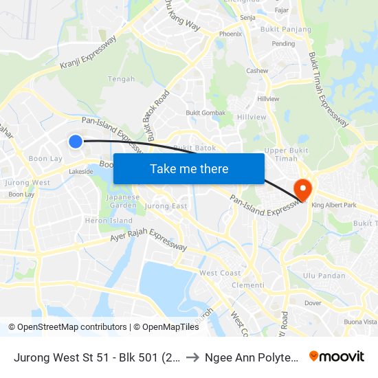 Jurong West St 51 - Blk 501 (28391) to Ngee Ann Polytechnic map