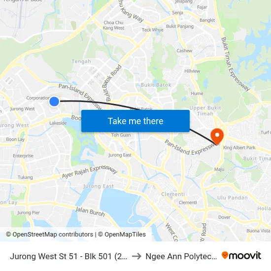 Jurong West St 51 - Blk 501 (28391) to Ngee Ann Polytechnic map