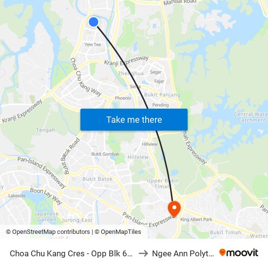 Choa Chu Kang Cres - Opp Blk 670 (45411) to Ngee Ann Polytechnic map