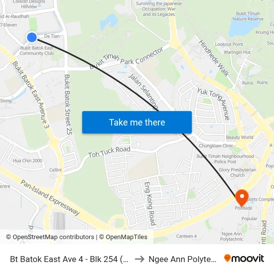 Bt Batok East Ave 4 - Blk 254 (43169) to Ngee Ann Polytechnic map