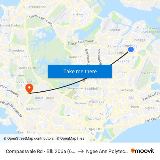 Compassvale Rd - Blk 206a (67201) to Ngee Ann Polytechnic map