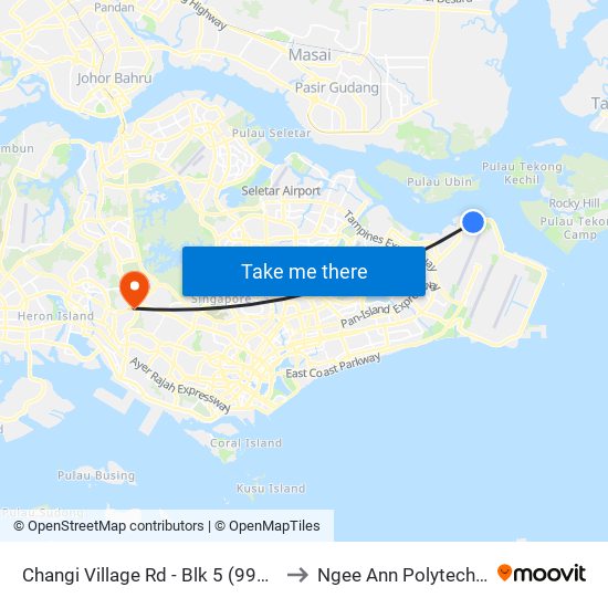 Changi Village Rd - Blk 5 (99139) to Ngee Ann Polytechnic map