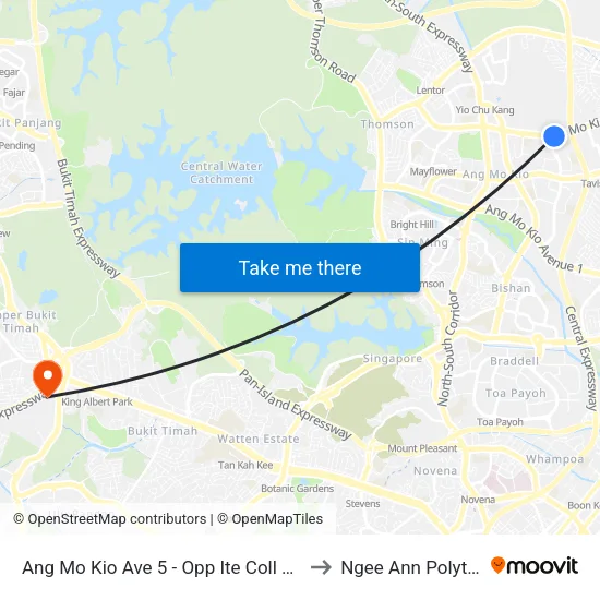 Ang Mo Kio Ave 5 - Opp Ite Coll Ctrl (54489) to Ngee Ann Polytechnic map