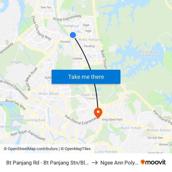 Bt Panjang Rd - Bt Panjang Stn/Blk 604 (44251) to Ngee Ann Polytechnic map