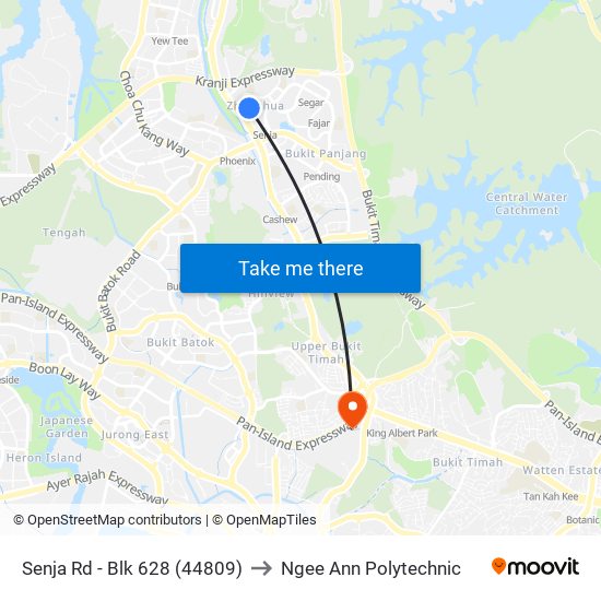 Senja Rd - Blk 628 (44809) to Ngee Ann Polytechnic map