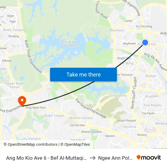 Ang Mo Kio Ave 6 - Bef Al-Muttaqin Mque (54039) to Ngee Ann Polytechnic map
