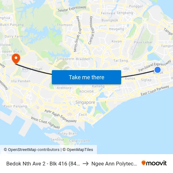 Bedok Nth Ave 2 - Blk 416 (84339) to Ngee Ann Polytechnic map