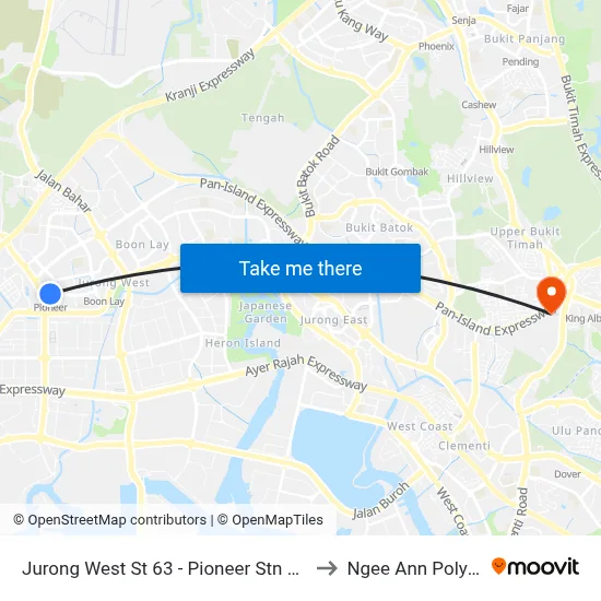 Jurong West St 63 - Pioneer Stn Exit B (22529) to Ngee Ann Polytechnic map