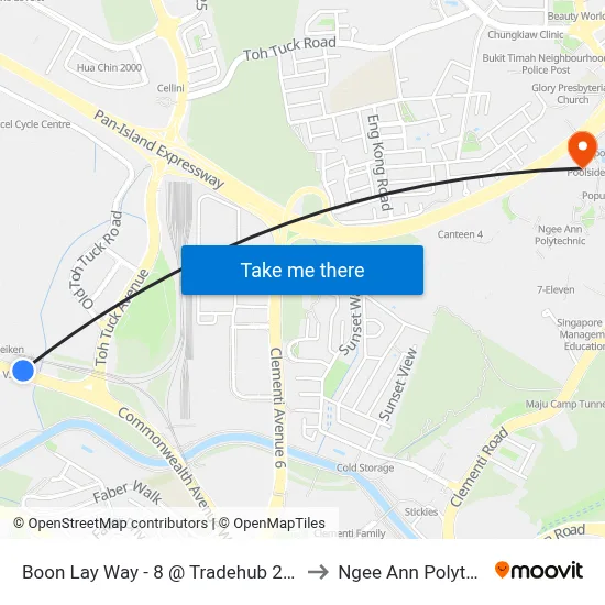 Boon Lay Way - 8 @ Tradehub 21 (28029) to Ngee Ann Polytechnic map