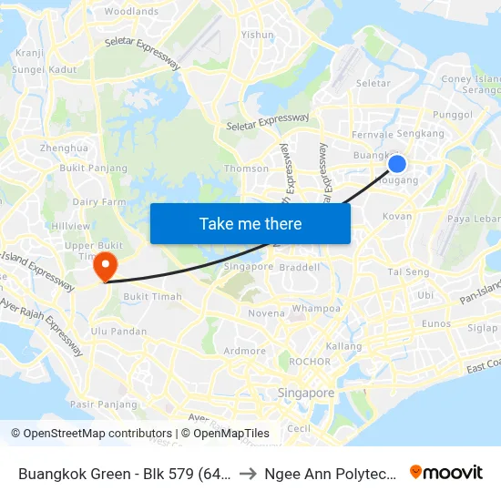 Buangkok Green - Blk 579 (64461) to Ngee Ann Polytechnic map