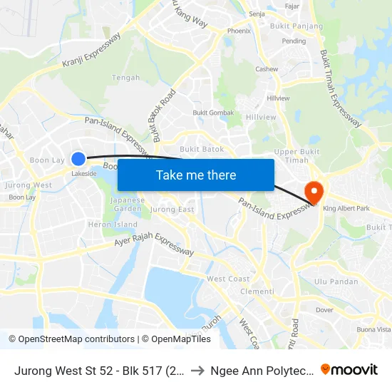 Jurong West St 52 - Blk 517 (28421) to Ngee Ann Polytechnic map