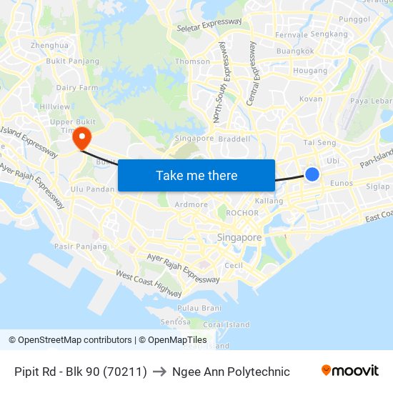 Pipit Rd - Blk 90 (70211) to Ngee Ann Polytechnic map