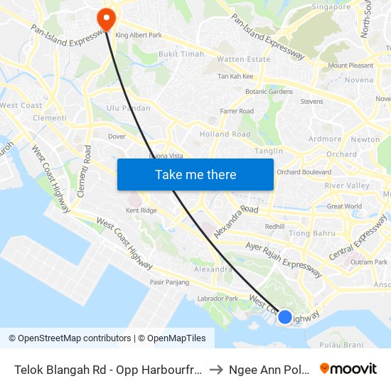 Telok Blangah Rd - Opp Harbourfront Int (14121) to Ngee Ann Polytechnic map