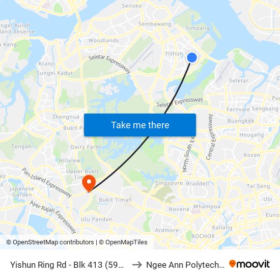 Yishun Ring Rd - Blk 413 (59419) to Ngee Ann Polytechnic map