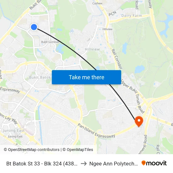 Bt Batok St 33 - Blk 324 (43841) to Ngee Ann Polytechnic map