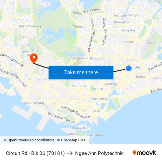 Circuit Rd - Blk 36 (70181) to Ngee Ann Polytechnic map